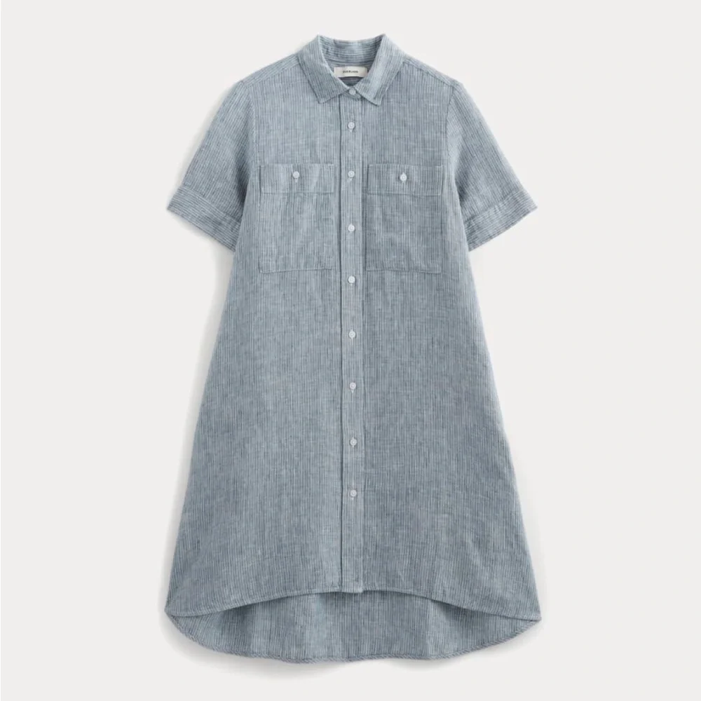 THE DAYTRIPPER DRESS IN LINEN blue and white stripe L EUC - Picture 3 of 7